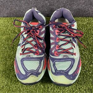 Brooks Cascadia Womens SZ 9 Trail Lace Up Running Shoes Sneakers Green Blue Red